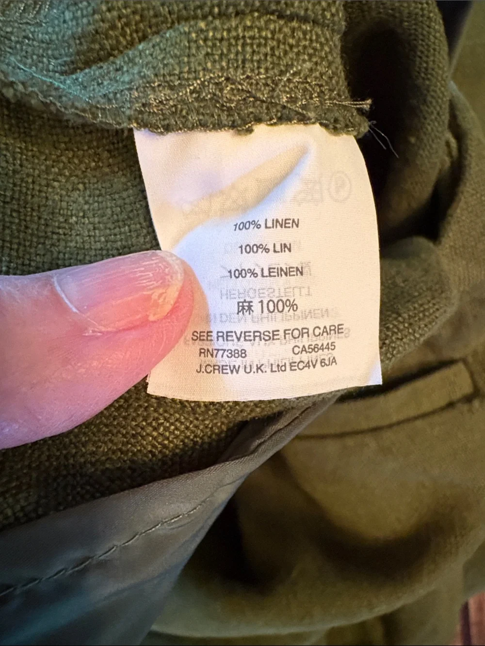 J. Crew 100% Linen Olive Green Dress Pants Sz 12